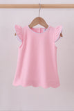 Pink flutter sleeve scalloped top Aaria Tees