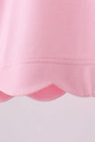 Pink flutter sleeve scalloped top Aaria Tees