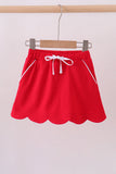 Red scallop hem bow skort Aaria Tees