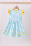 Blue gingham  butterfly & bee pocket flutter dress - Aaria Tees Aaria Tees