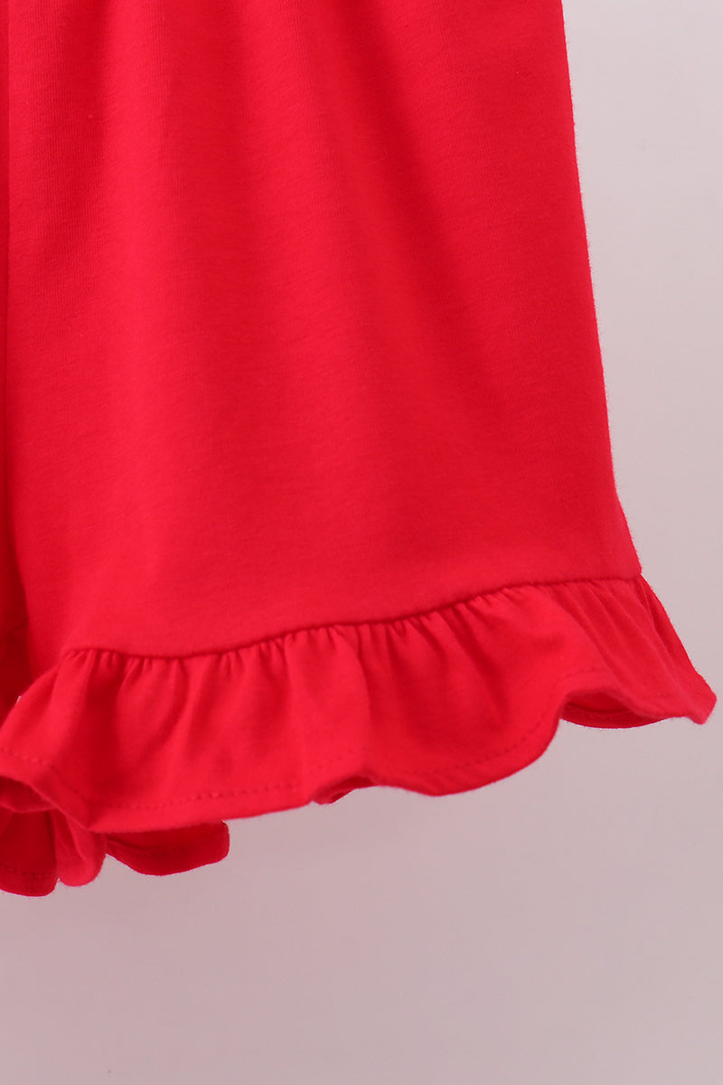 Pink baseball bow stripe ruffle shorts set - Aaria Tees Aaria Tees