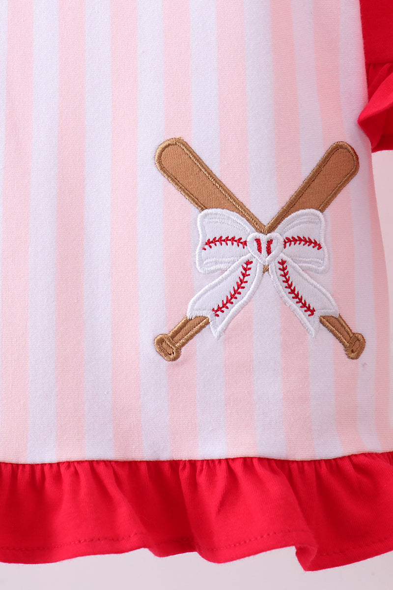 Pink baseball bow stripe ruffle shorts set - Aaria Tees Aaria Tees