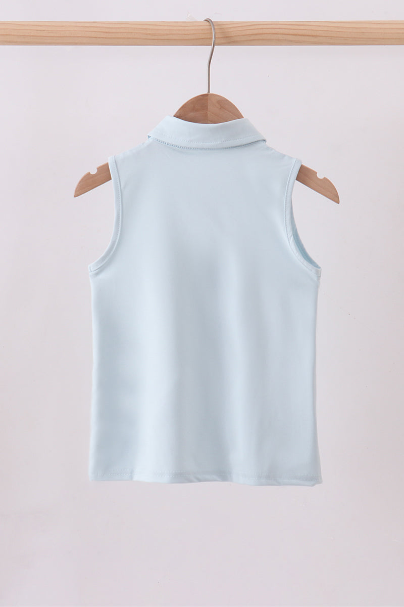Sky everyday Knit Collared Tank - Aaria Tees Aaria Tees