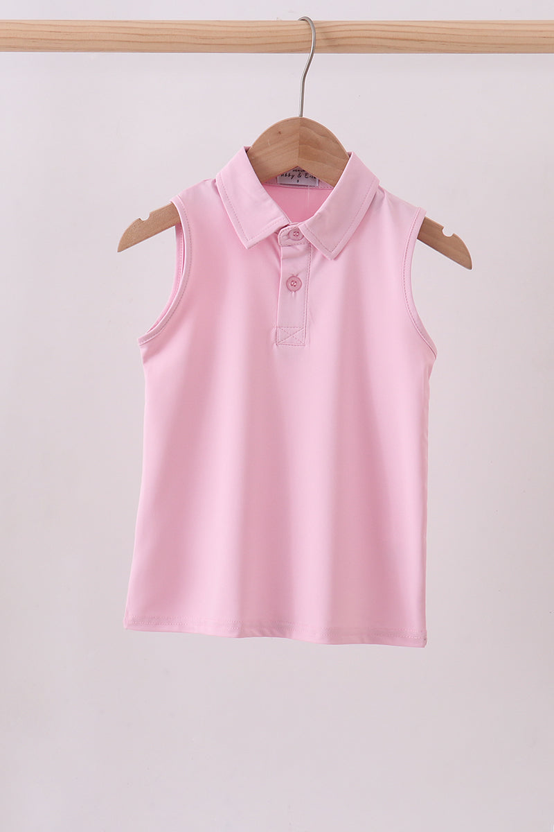 Pink everyday Knit Collared Tank - Aaria Tees