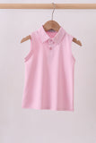 Pink everyday Knit Collared Tank - Aaria Tees Aaria Tees