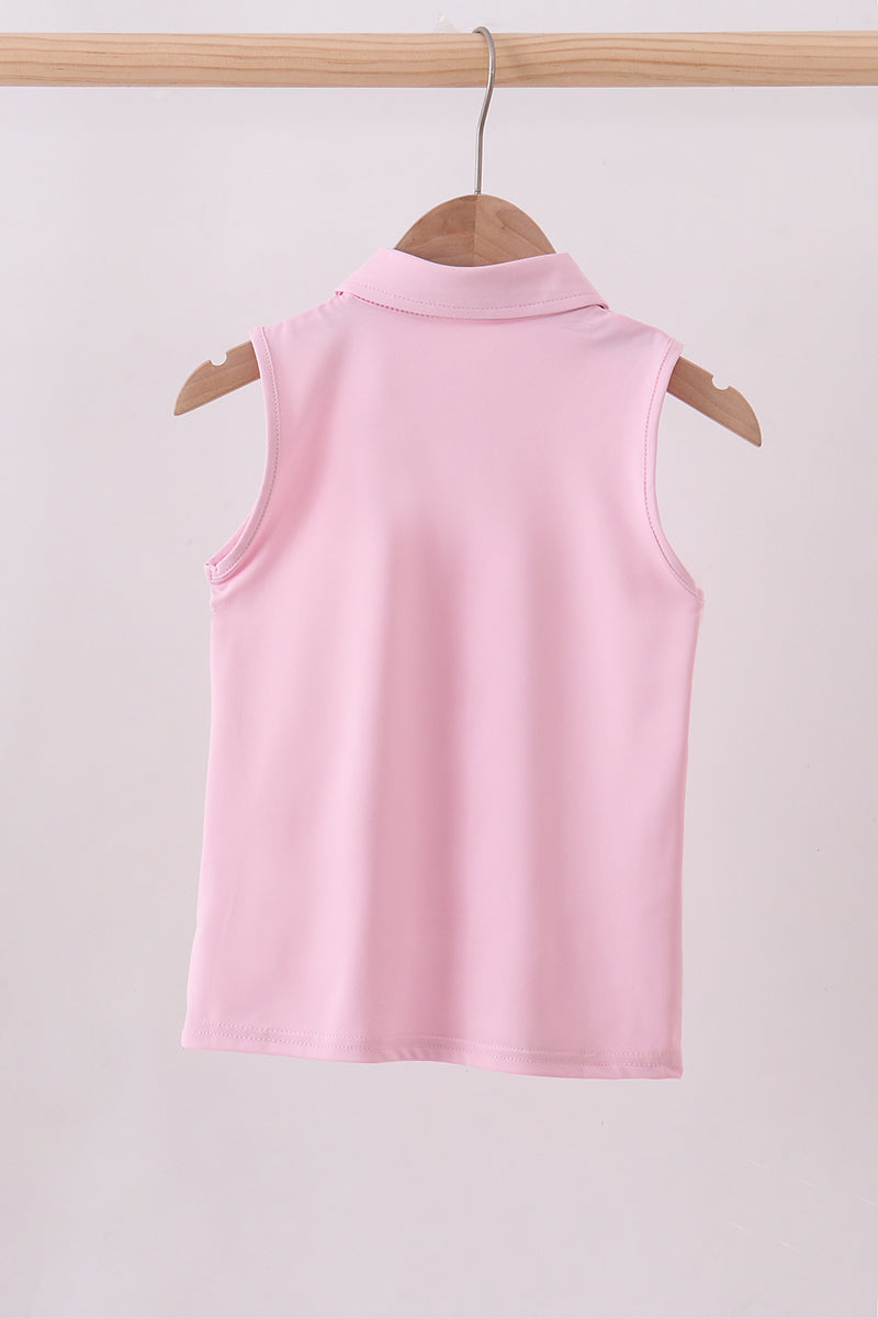 Pink everyday Knit Collared Tank - Aaria Tees Aaria Tees