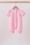 Pink ghost pumpkin embroidery romper Aaria Tees