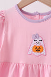 Pink ghost pumpkin embroidery dress Aaria Tees