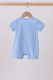 Blue ghost pumpkin embroidery romper Aaria Tees