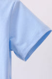 Blue ghost pumpkin embroidery top Aaria Tees