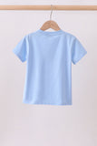 Blue ghost pumpkin embroidery top Aaria Tees