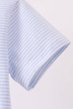 Blue stripe Smirk face applique top Aaria Tees