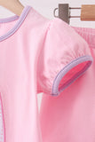 Pink ghost pumpkin embroidery ruffle shorts set Aaria Tees