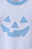 Blue stripe Smirk face applique romper Aaria Tees