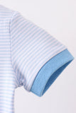 Blue stripe Smirk face applique romper Aaria Tees