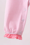 Pink stripe Smirk face applique romper Aaria Tees