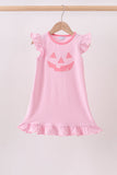 Pink stripe Smirk face applique dress Aaria Tees