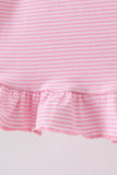 Pink stripe Smirk face applique dress Aaria Tees