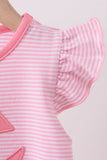 Pink stripe Smirk face applique dress Aaria Tees