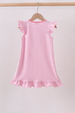 Pink stripe Smirk face applique dress Aaria Tees