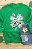 Dark Green St Patricks Day Spotty Clover Graphic Sweatshirt Aaria Tees