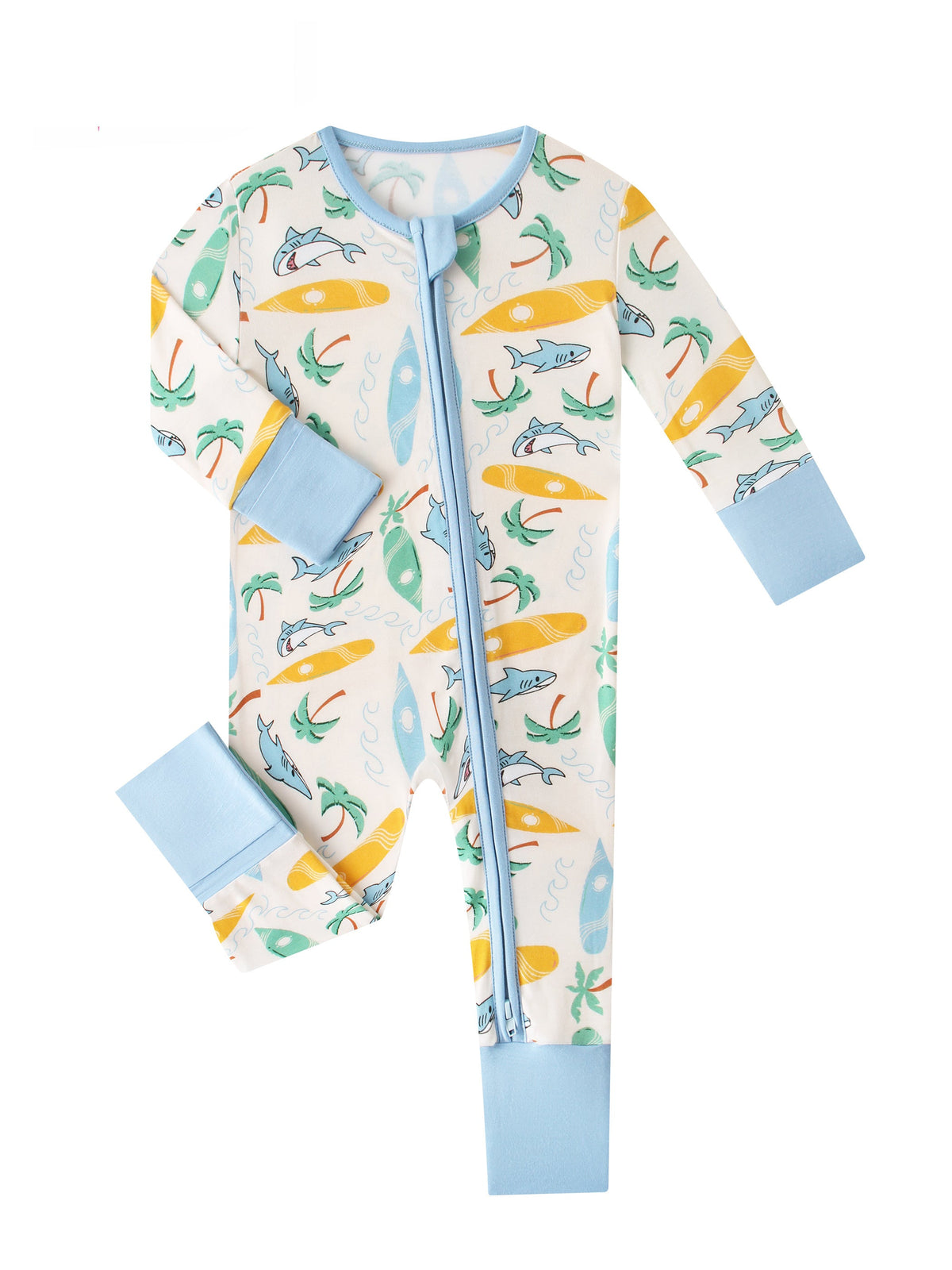 PoshTOT Beach Surfing Bamboo Baby Convertible Zippy Romper - Aaria Tees