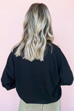 Black Chenille XOXO Patched Drop Shoulder Valentines Pullover Sweatshirt Aaria Tees