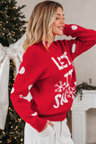 Red Dahlia LET IT SNOW Graphic Christmas Holiday Loose Sweater - Aaria Tees Aaria Tees