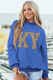 Dark Blue KENTUCKY Leopard KY Letter Print Reversible High Neck Sweatshirt - Aaria Tees Aaria Tees