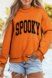 Carrot Oversize Halloween Print Mock Neck Reversible Sweatshirt Aaria Tees