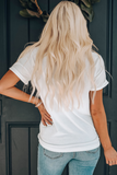 White Sequin Strawberry Patched Crew Neck T Shirt Aaria Tees