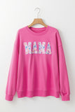 Rose Red Floral MAMA Embroidered Graphic Pullover Sweatshirt - Aaria Tees Aaria Tees