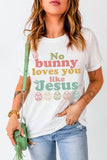 White No bunny loves you like Jesus Graphic Easter Day T-shirt - Aaria Tees Aaria Tees
