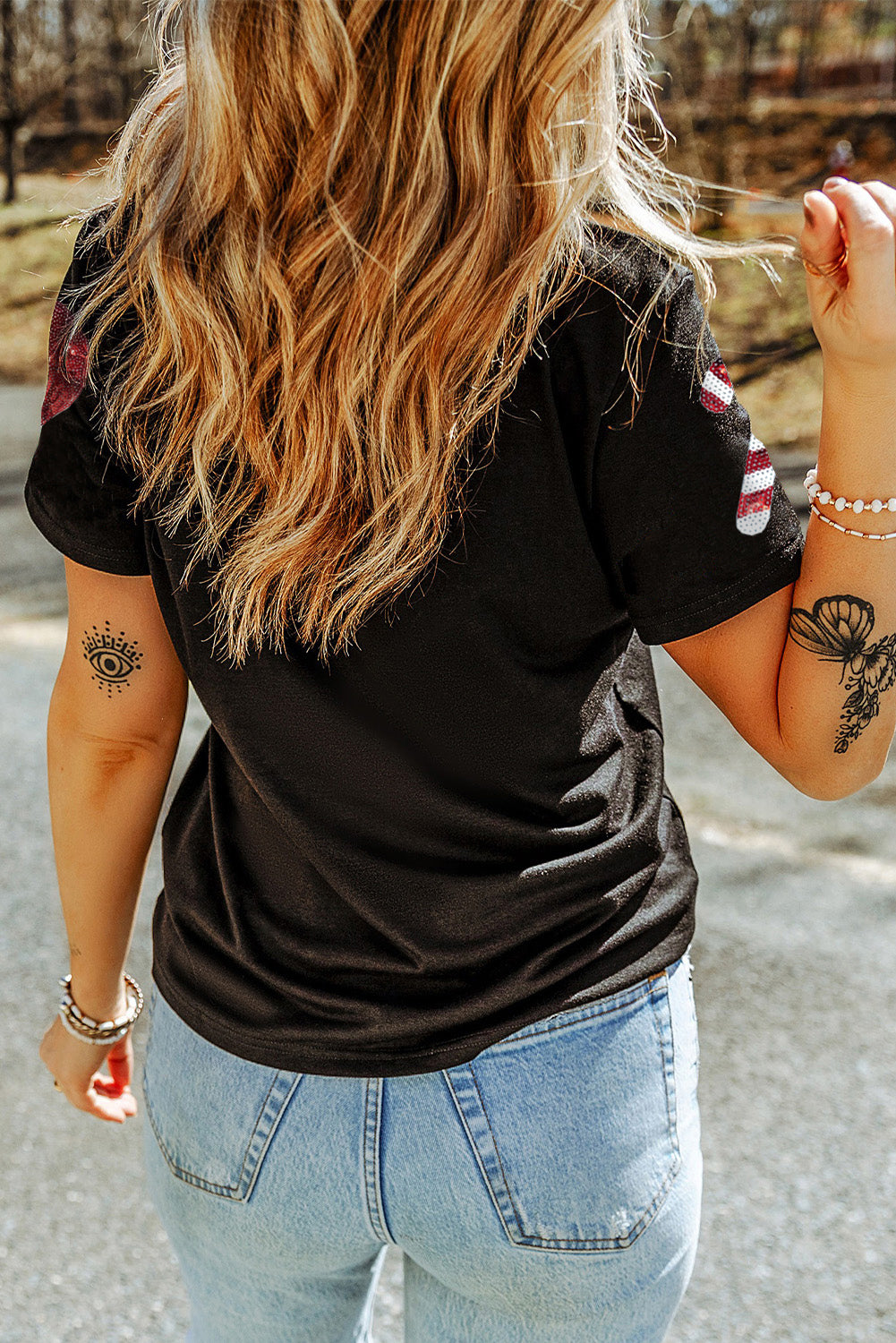 Black Sequin Christmas Essentials Graphic Crewneck T Shirt - Aaria Tees Aaria Tees