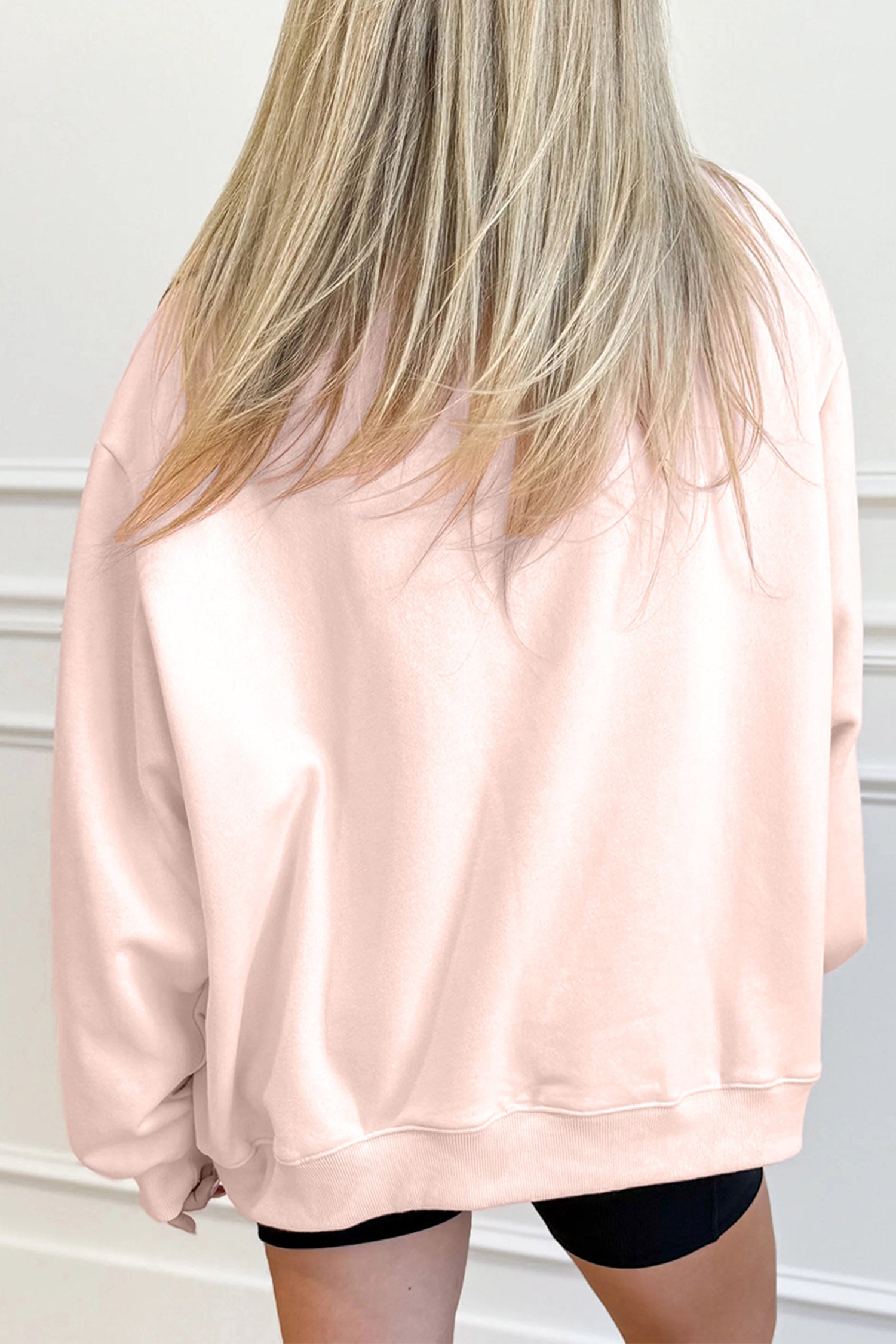 Apricot Pink Camo Print Letter Graphic Mock Neck Sweatshirt - Aaria Tees Aaria Tees