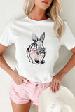 White Bunny Embroidered Bow Graphic Tee Aaria Tees