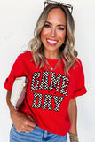 Red Checkered Game Day Graphic T Shirt Aaria Tees