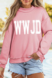 Light Pink WWJD/ AMEN Double Side Printed Mock Neck Reversible Sweatshirt - Aaria Tees Aaria Tees