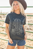High-Rise Western Cowboy Boots Graphic Tee Aaria Tees