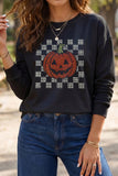 Black Rhinestone Pumpkin Graphic Long Sleeve T-Shirt Aaria Tees