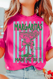 Rose Red Margaritas Made Me Do It Striped Graphic Beach Vacation Tee Aaria Tees