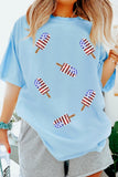 Light Blue Patriotic Sequin Popsicle T Shirt - Aaria Tees Aaria Tees