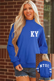 Dark Blue KY KENTUCKY Printed Mock Neck Sweatshirt - Aaria Tees Aaria Tees