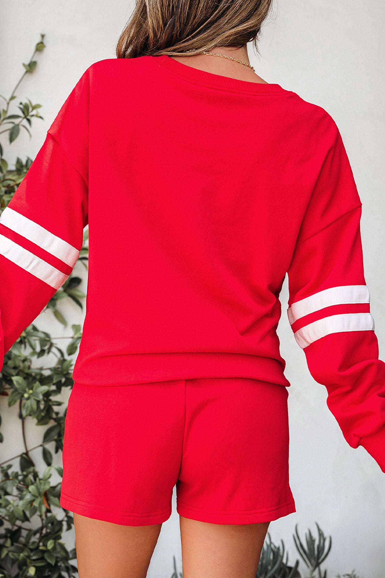 Fiery Red Glitter Game Day Slogan Football Patch Varsity Graphic Two Piece Set - Aaria Tees Aaria Tees