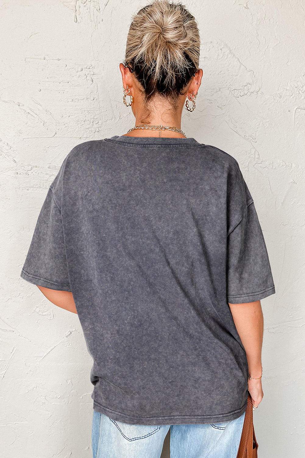 Medium Grey TEXAS Steer Head Graphic Mineral Wash Oversized T Shirt - Aaria Tees Aaria Tees