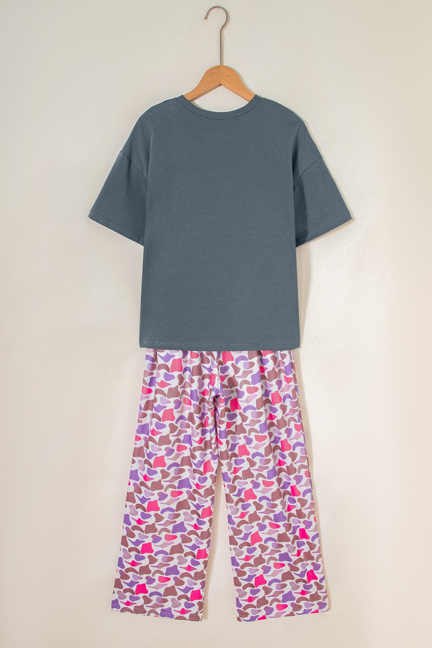 Medium Grey MAMA Letter Graphic Tee Camouflage Print Loose Pant Set - Aaria Tees Aaria Tees