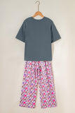 Medium Grey MAMA Letter Graphic Tee Camouflage Print Loose Pant Set - Aaria Tees Aaria Tees
