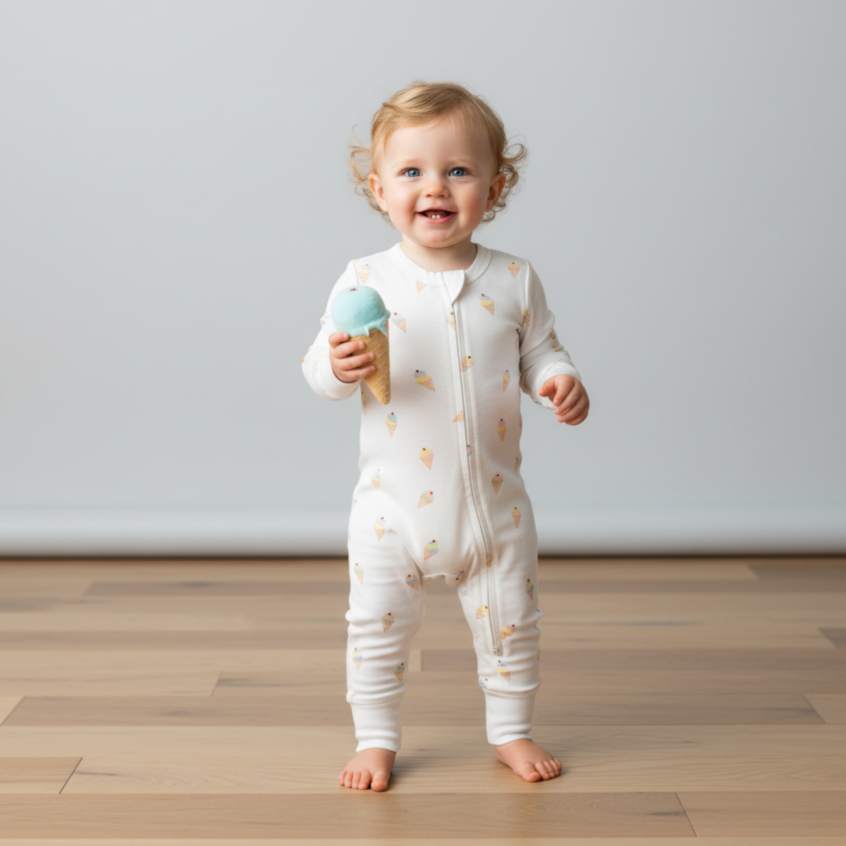 Organic 2-Way Zip Romper - Ice Cream - Aaria Tees