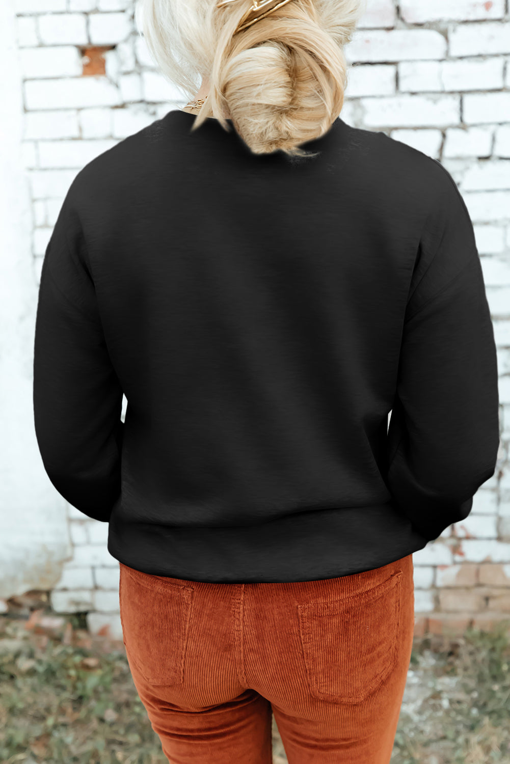 Black Western Pattern Print Round Neck Pullover Sweatshirt - Aaria Tees Aaria Tees