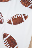 White Sequined Rugby Football Graphic Cotton T Shirt - Aaria Tees Aaria Tees